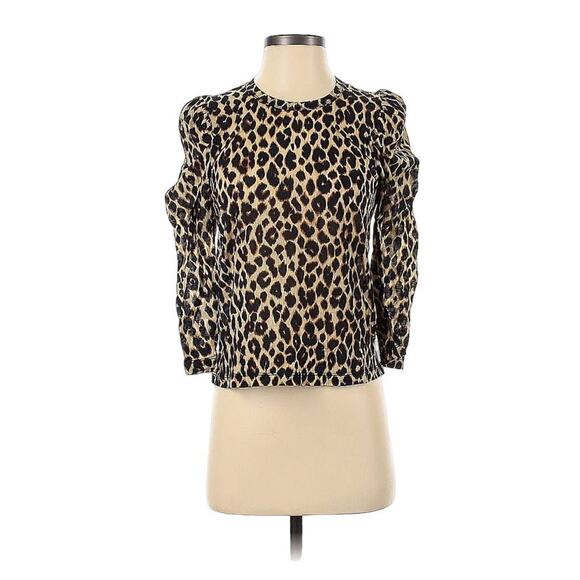 A.L.C. Karlie Leopard Print Puff-Sleeve T-Shirt‎ Size XS New with Tags - Picture 8 of 9